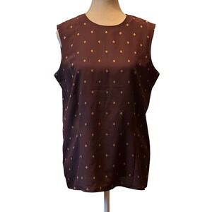 Size‎ 8 Rena Rowan Saville Brown Sleeveless Button Back Top Blouse Women's